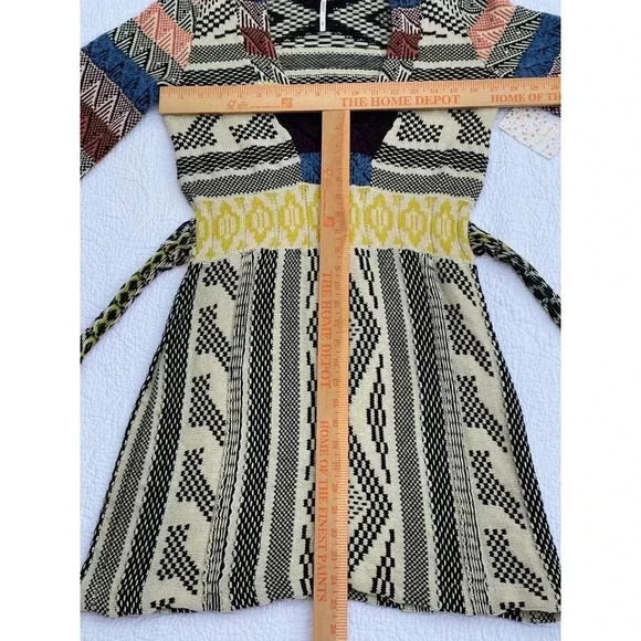 NWT Free People Womens Bell Sleeve V Neck Patchwork Knit Sweater Dress Multi S - Picture 9 of 13